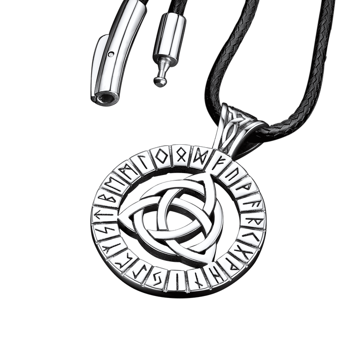 Celtic Knot Necklace with Viking Runes for Men