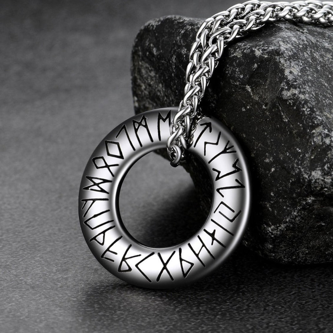 Norse Viking Rune Circle Chain Necklace for Men Women