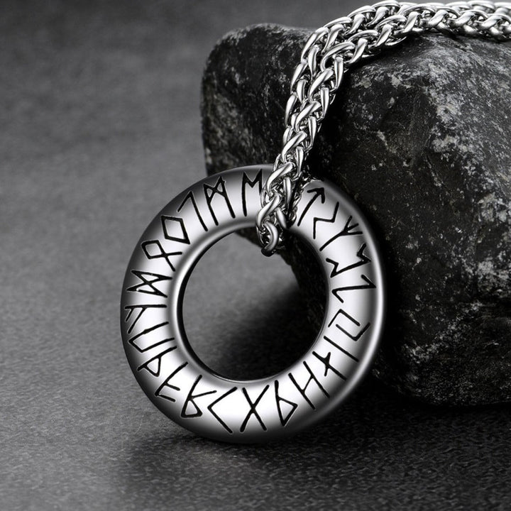 Norse Viking Rune Circle Chain Necklace for Men Women