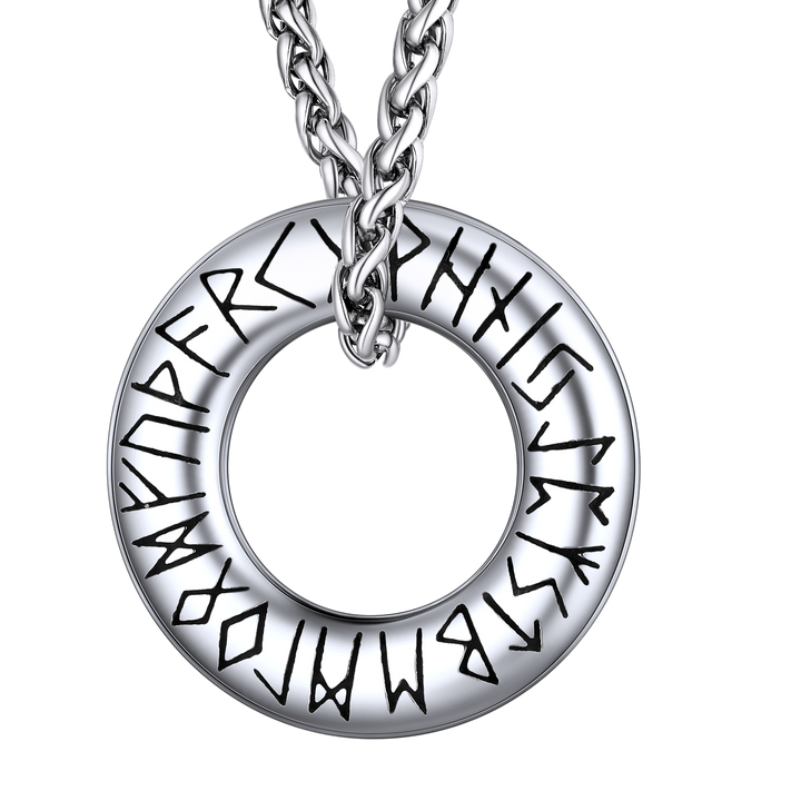 Norse Viking Rune Circle Chain Necklace for Men Women