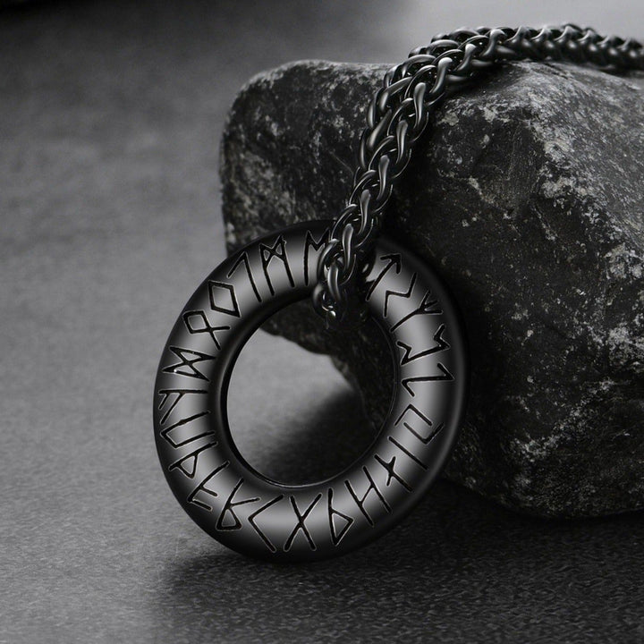 Norse Viking Rune Circle Chain Necklace for Men Women