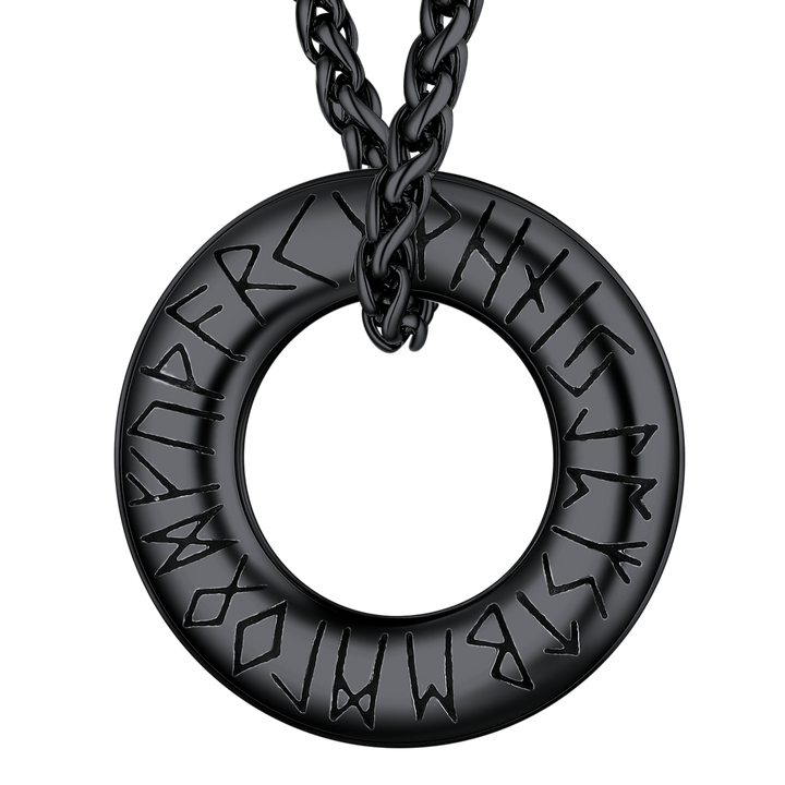 Norse Viking Rune Circle Chain Necklace for Men Women
