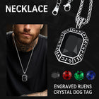 Engraved Crystal Dog Tag Necklace with Viking Runes For Men 4