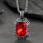 Engraved Crystal Dog Tag Necklace with Viking Runes For Men 7
