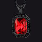 Engraved Crystal Dog Tag Necklace with Viking Runes For Men 1