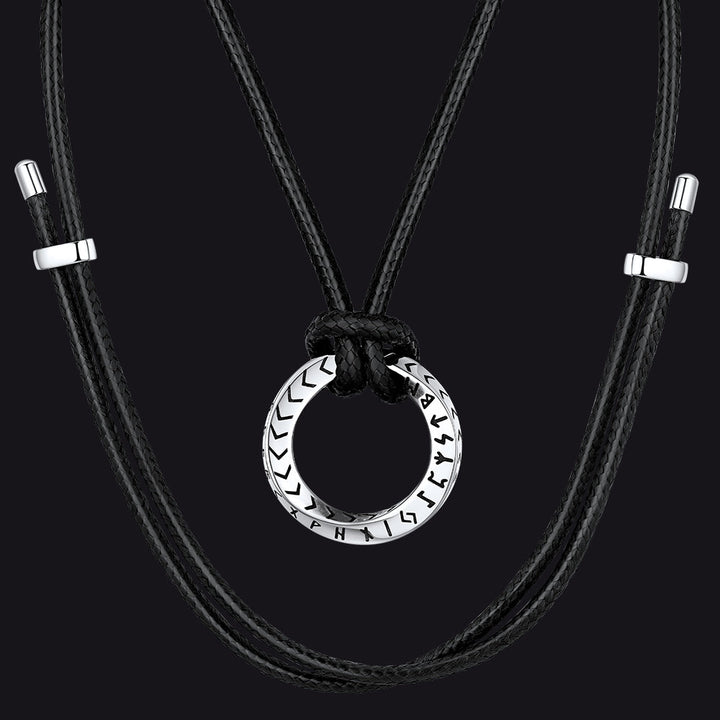 Viking Mobius Infinity Necklace Adjustable Leather Chain for Men