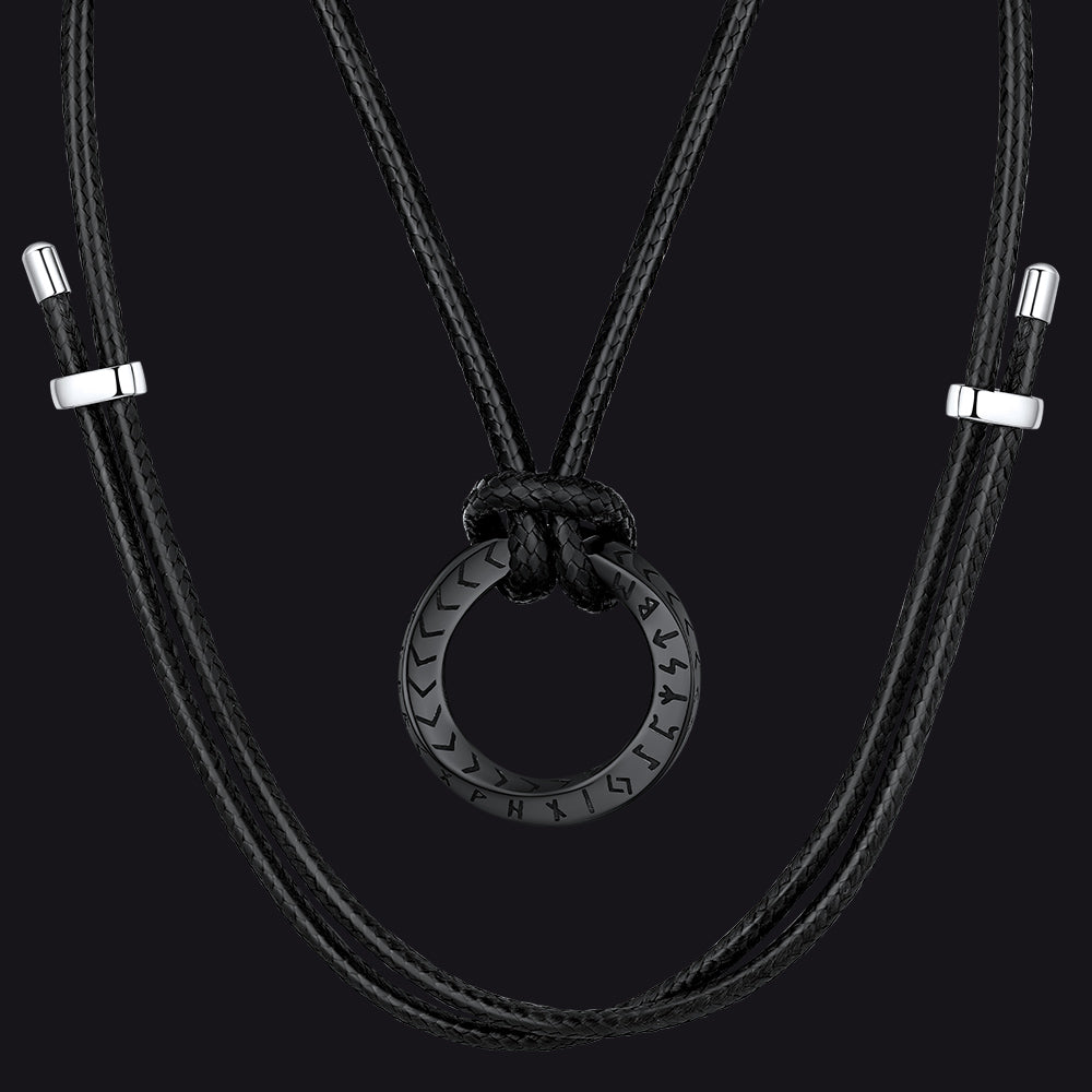 Viking Mobius Circle Leather Necklace Adjustable Leather Chain for Men