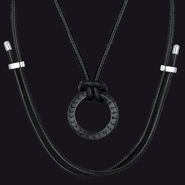 Viking Mobius Circle Leather Necklace Adjustable Leather Chain for Men