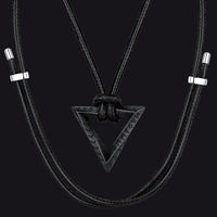 Viking Rune Mobius Triangle Pendant Necklace with Leather Chain