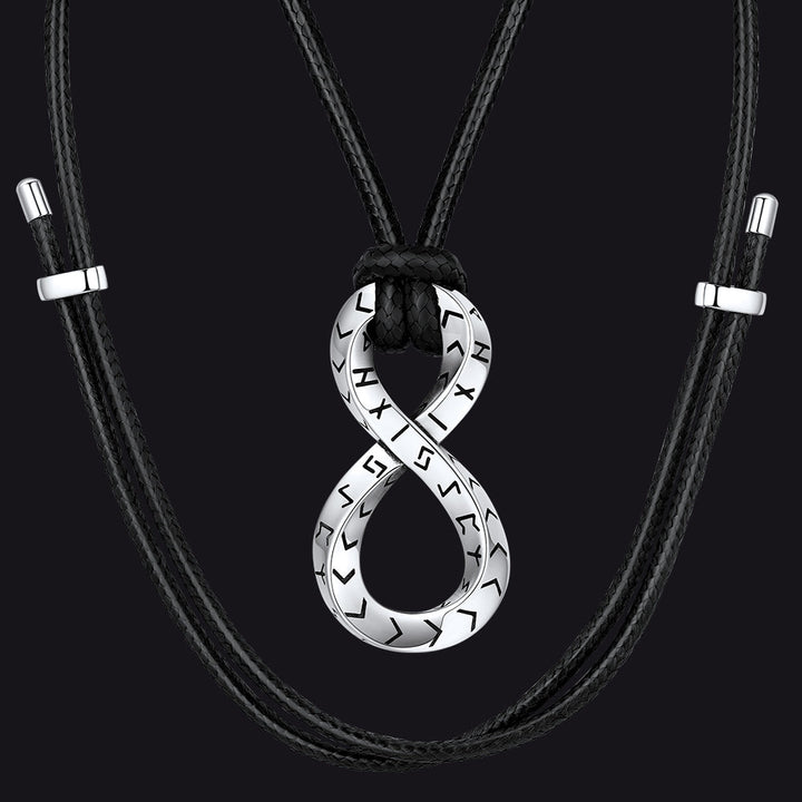 Viking Mobius Infinity Necklace Adjustable Leather Chain for Men