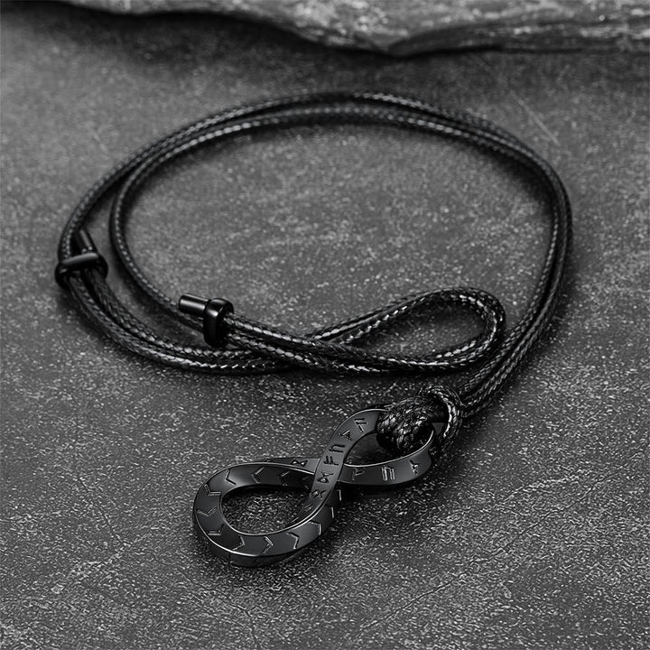 Viking Mobius Infinity Necklace Adjustable Leather Chain for Men