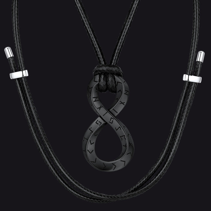 Viking Mobius Infinity Necklace Adjustable Leather Chain for Men