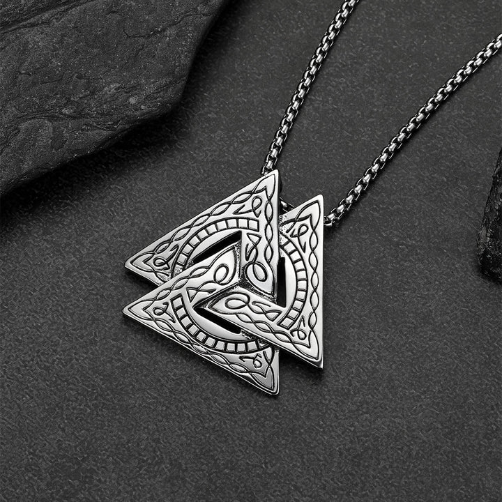 Viking Norse Odin Triangle Valknut Pendant Necklace for Men