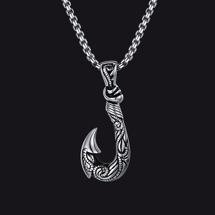Viking Fish Hook Pendant Amulet Necklace for Men