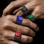 Custom Celtic Gemstone Ring With Runes for Men 2