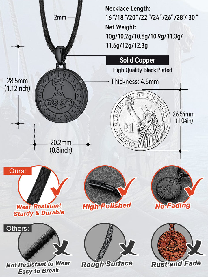 Viking Thor's Hammer Personalised Photo Locket Necklace for Men