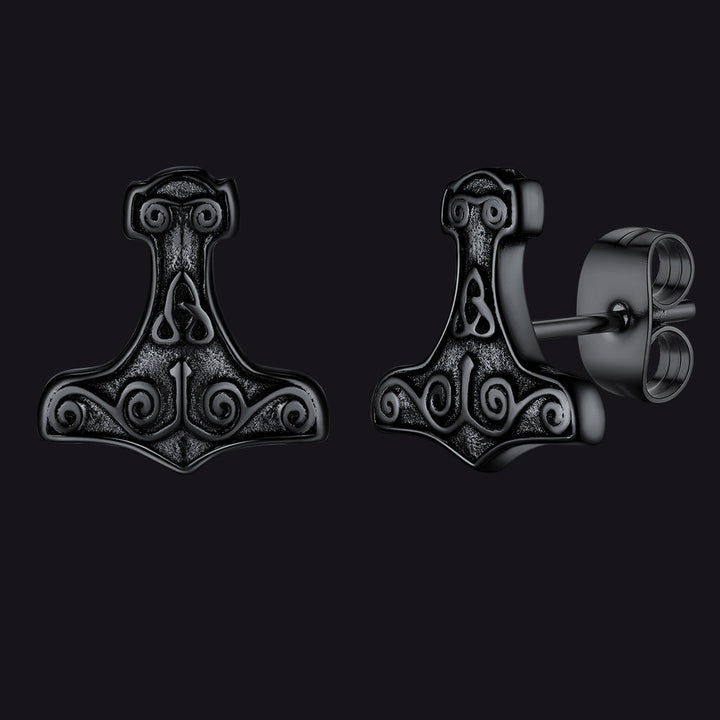 Viking Thor's Hammer Stud Earrings Amulet Jewelry for Men