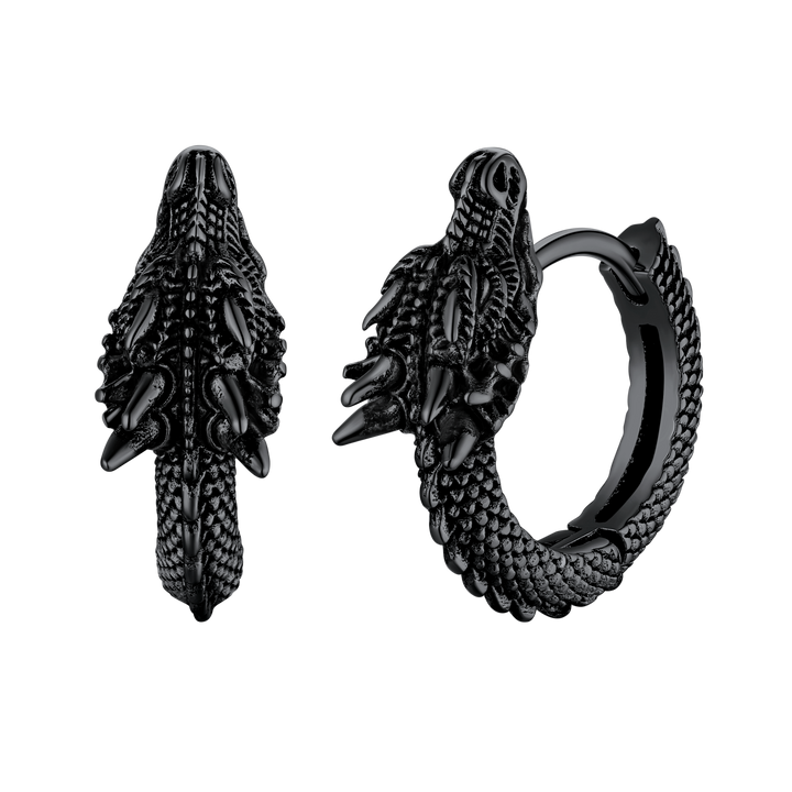Punk Small Dragon Hoop Earrings for Men Women