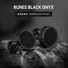 Sterling Silver Viking Runes Black Onyx Stud Earrings For Men 5