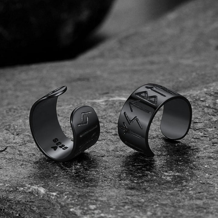 Norse Viking Runes Ear Cuff Earrings for Men in Sterling Silver