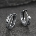 Norse Viking Runes Huggie Hoop Earrings in Sterling Silver 7