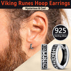 Norse Viking Runes Huggie Hoop Earrings in Sterling Silver 3