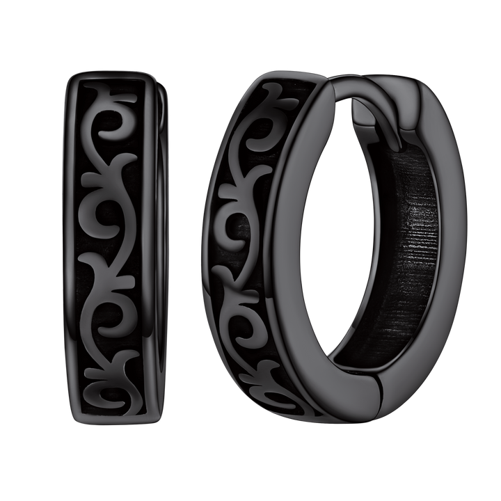 Sterling Silver Vine Celtic Huggie Hoop Earrings for Men