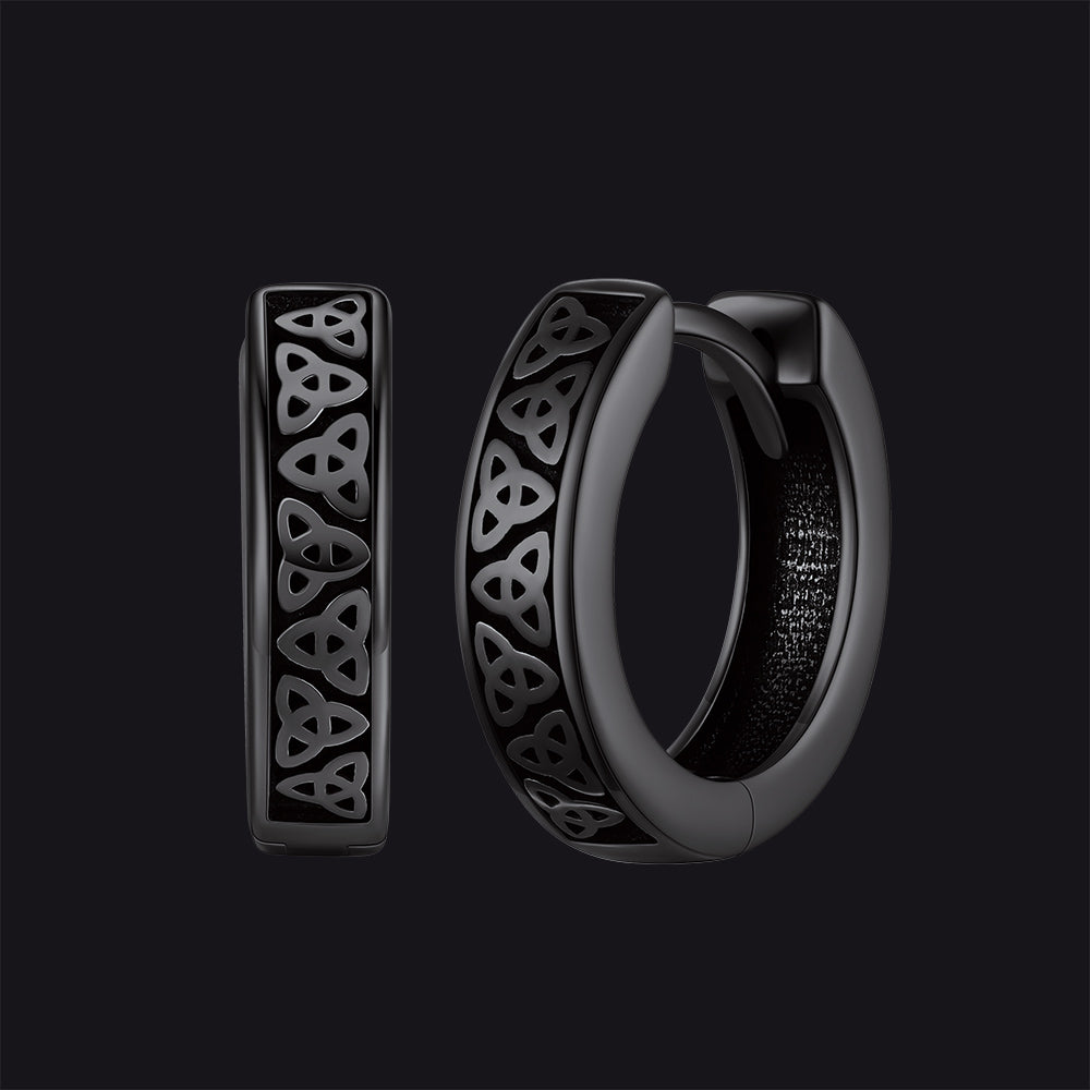 Sterling Silver Celtic Knot Huggie Hoop Earrings for Men
