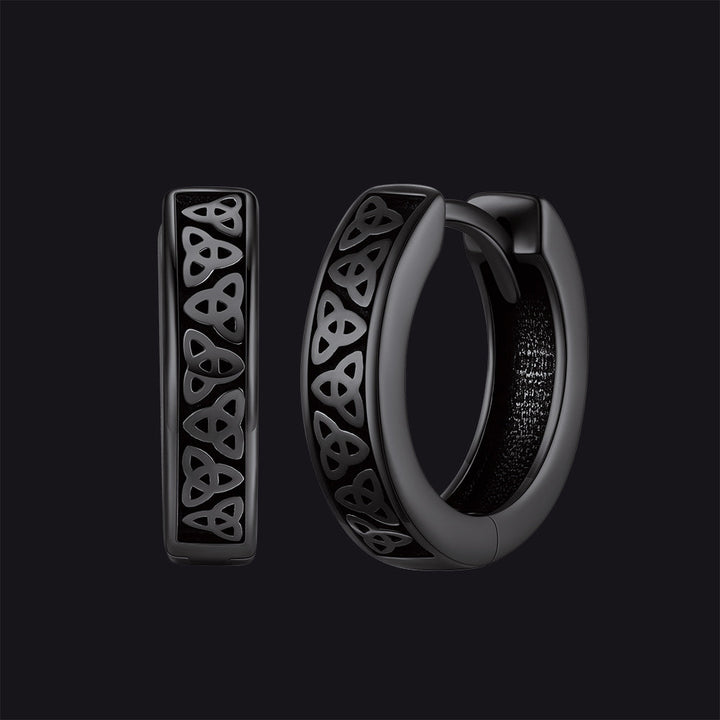 Sterling Silver Celtic Knot Huggie Hoop Earrings for Men