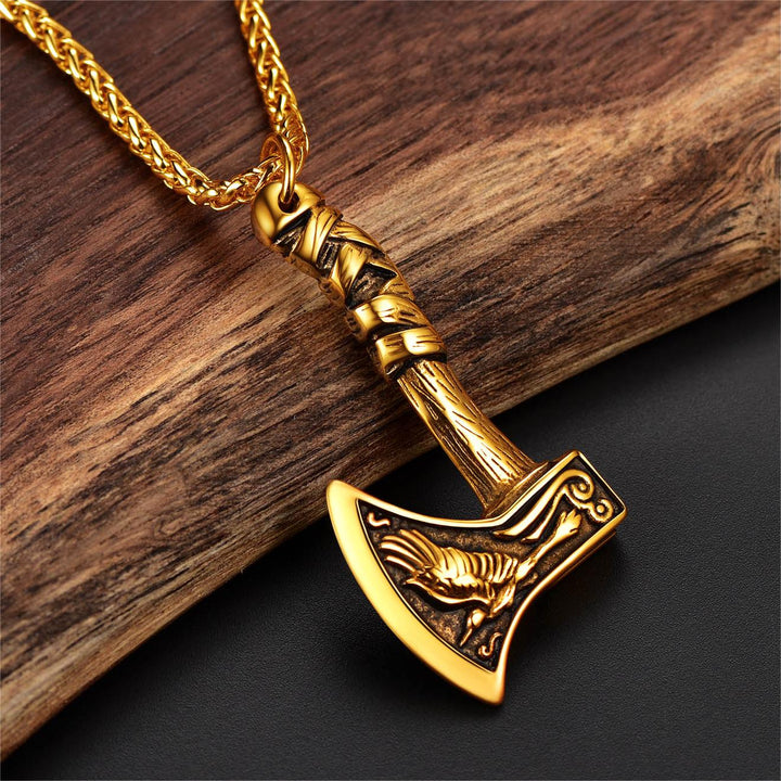 Norse Viking Battle Axe Necklace Amulet Jewelry for Men