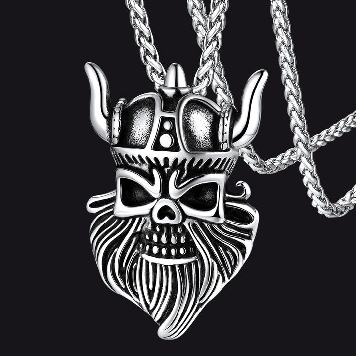 FaithHeart Vintage Viking Odin Pendant Necklace for Men Women
