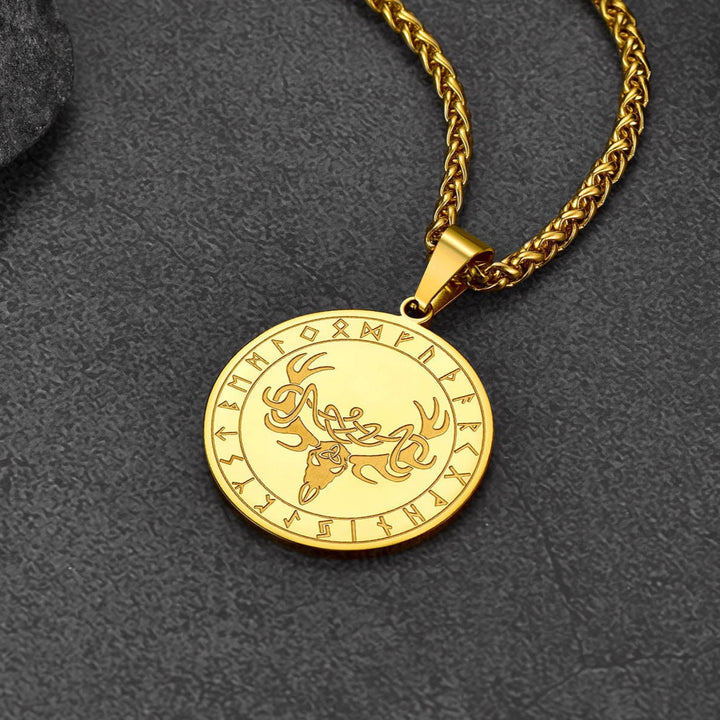 Flash Sale Stainless Steel Norse Viking Deer Necklace For Men