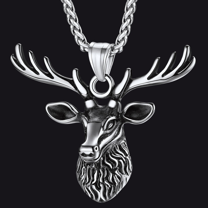 Vintage Viking Deer Necklace Pendant for Men Women