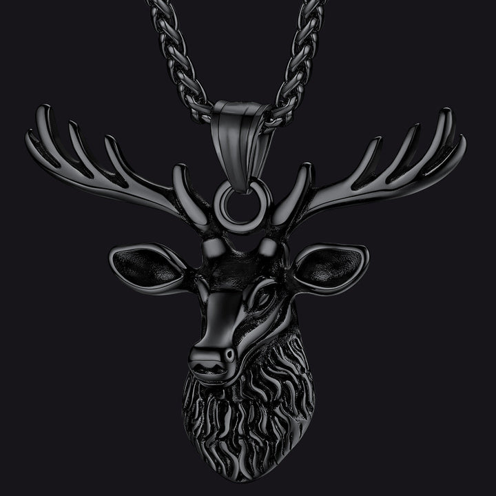 Vintage Viking Deer Necklace Pendant for Men Women