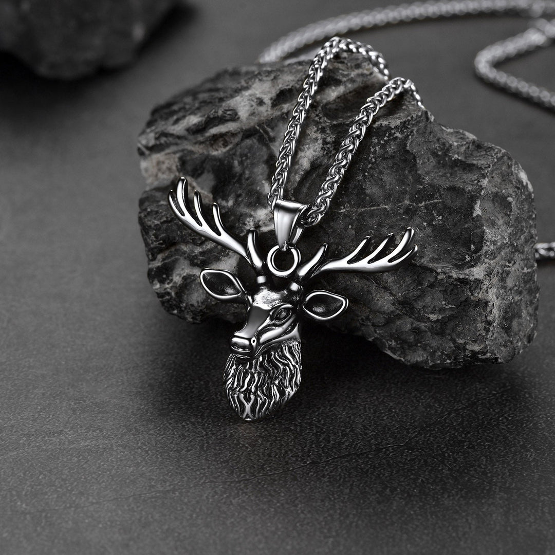 Vintage Viking Deer Necklace Pendant for Men Women