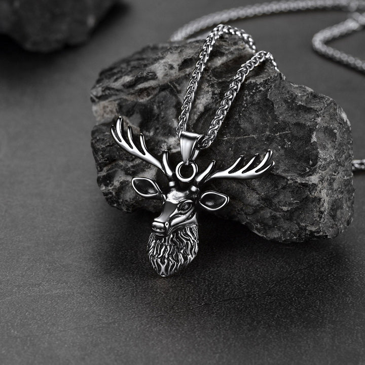 Vintage Viking Deer Necklace Pendant for Men Women