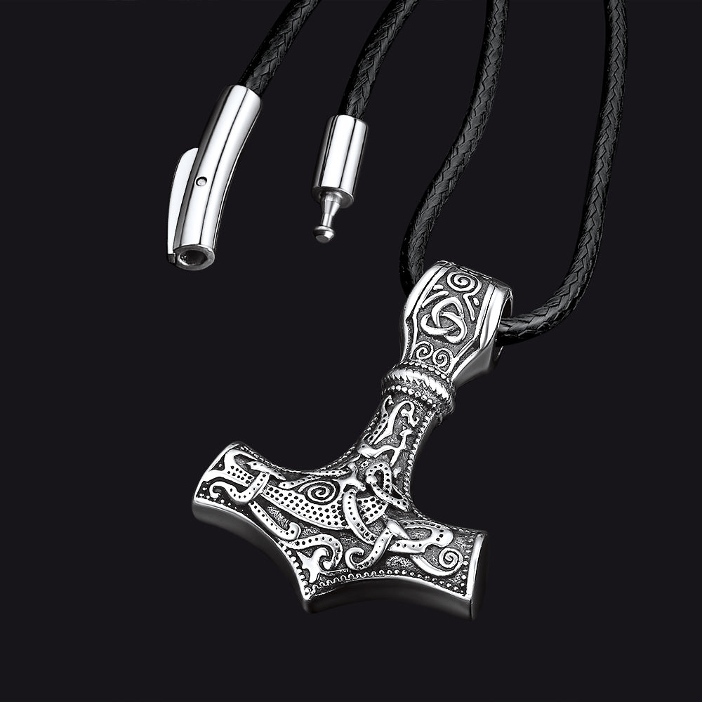 Norse Viking Thor's Hammer Necklace Mjolnir Pendant for Men