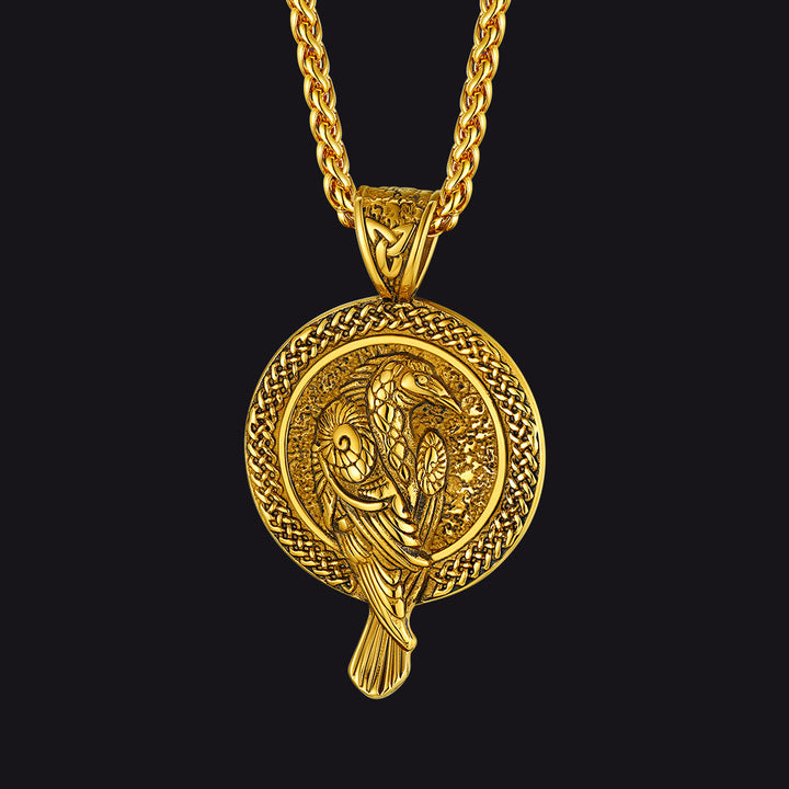 Viking Odin's Raven Pendant Necklace for Men