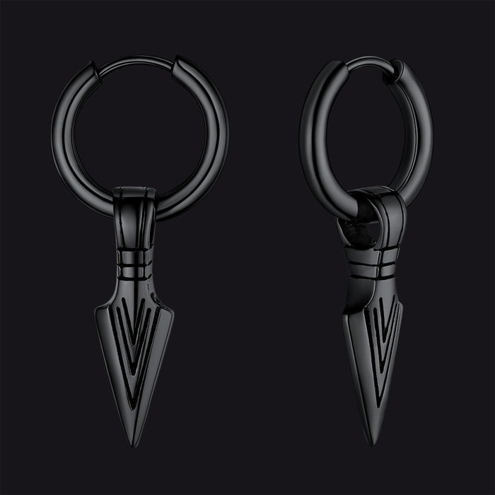 Viking Earrings for Men – Arrowhead Spear Gungnir Drop Hoop Earrings