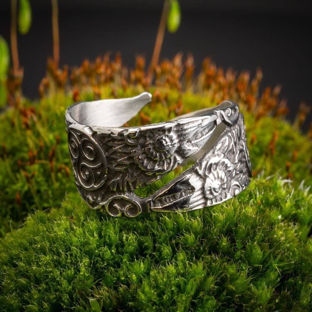 Vintage Nordic Raven Adjustable Ring