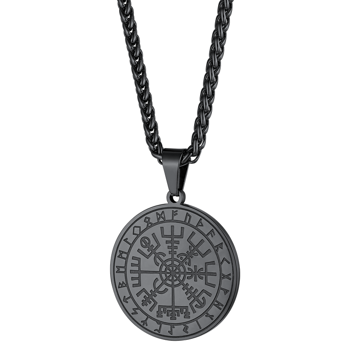 Viking Compass Coin Vegvisir Necklace With Rune