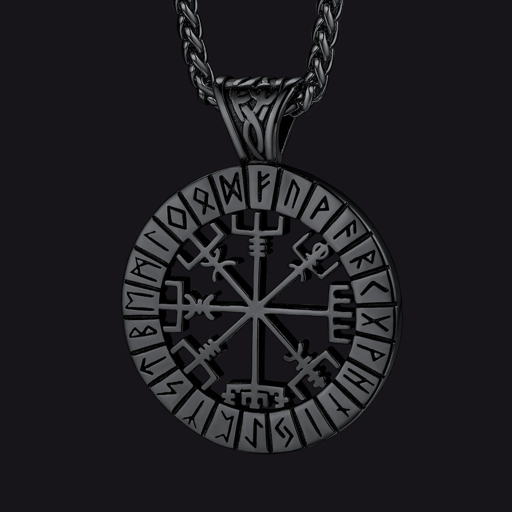 Viking Runes Vegvisir Compass Necklace Pendant For Men