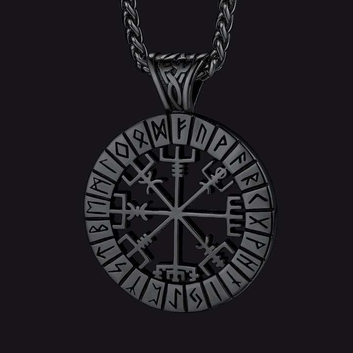 Viking Runes Vegvisir Compass Necklace Pendant For Men