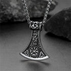 Battle Axe Viking Pendant Necklace with Compass For Men 7