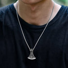 Battle Axe Viking Pendant Necklace with Compass For Men 3