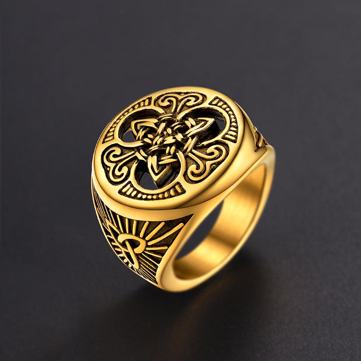 Viking Celtic Knot Signet Ring for Men
