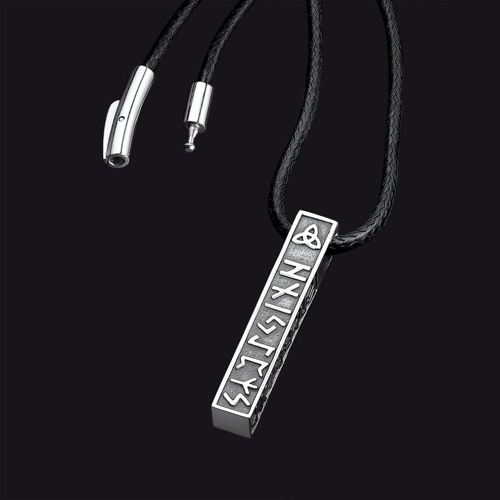 Engraved Viking Runes Bar Necklace Pendant Jewelry For Men