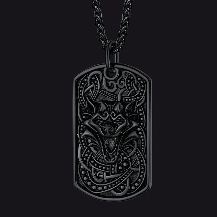 Flash Sale Engraved Viking Celtic Wolf Dog Tag Necklace for Men