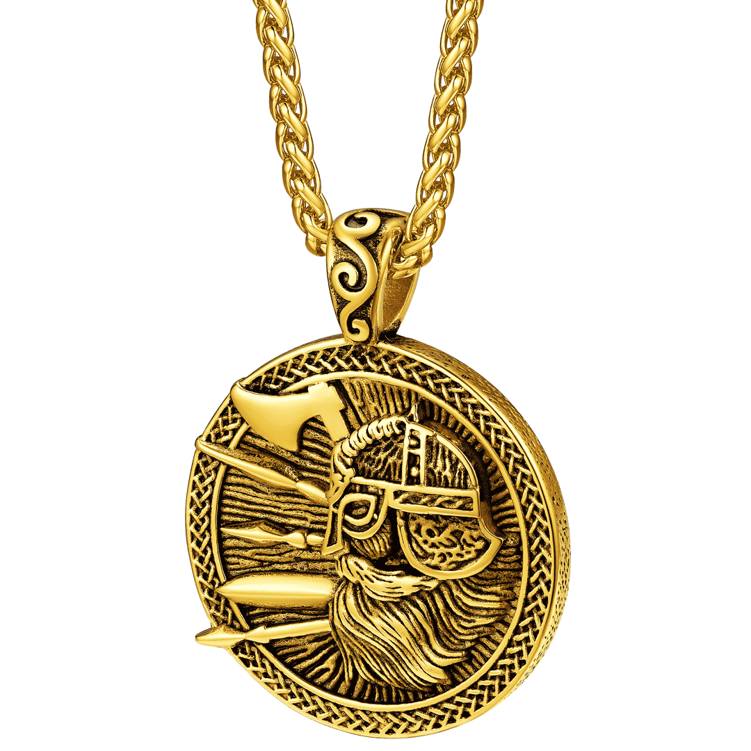 Norse Viking Odin Warrior Pendant Necklace for Men
