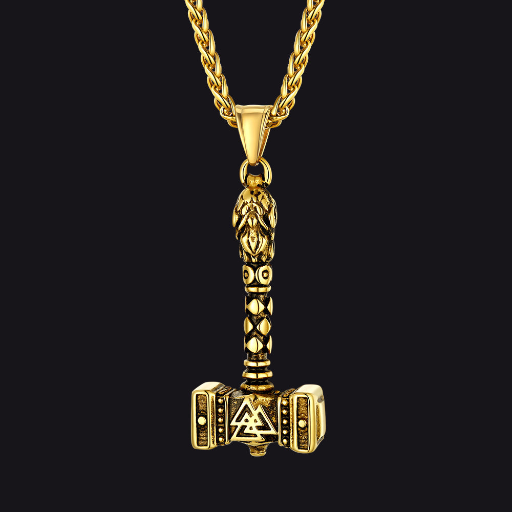 Thor's Hammer Mjolnir Necklace Viking Charm For Men